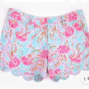 Lilly Pulitzer Women's the Buttercup Shorts Jellyfish Pink and Blue Shorts